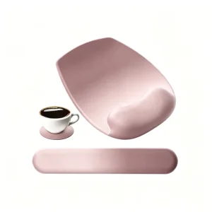Ergonomic Rubber Desk Mat Set with Mouse Pad Keyboard Wrist Rest Coaster & Wrist Support Pad for Office & Home