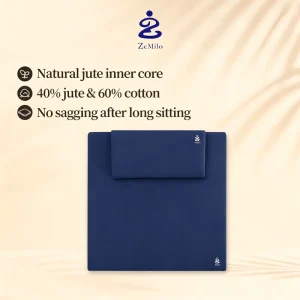 Ergonomic Square Meditation Zafu Pillow Mat with Natural Hemp Cotton with Non Sagging Posture Support