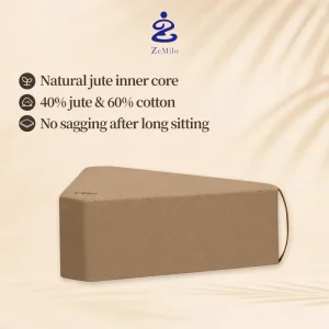 Ergonomic Triangular Geometry Meditation Cushion Zafu Pillow with Organic Plant Fiber with 15 Degree Slope