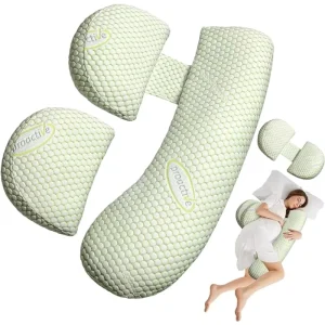 Ergonomic Wool Maternity Pillow for Pregnant Women Full Body Support for Back Belly Hips Legs Detachable Pillow Cover