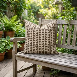 Espresso Brown Cushion Cover Geometric Pillow Cover 100% Cotton Printed Minimalist Style for Sofa Patio Home Decor