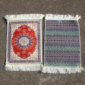Ethnic Goods Simulation Silk Washable Portable Hajj Pilgrimage Mat Sejadah Prayer Blanket for Airplane and Home Use