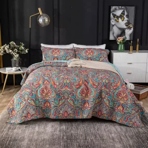 European American Geometric Pattern All Season 100% Cotton Comforter Set Customizable Design Modern Style Home Hotel Set 3 Pcs