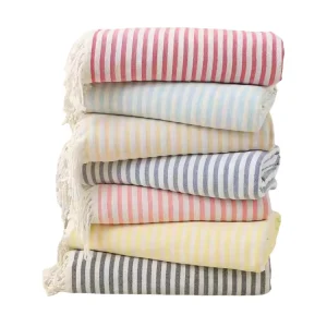 European American Modern 100*180 Summer Style Beach Towel Quick-Dry Polyester/Cotton Thin Stripes Turkish Seaside Play Wrap