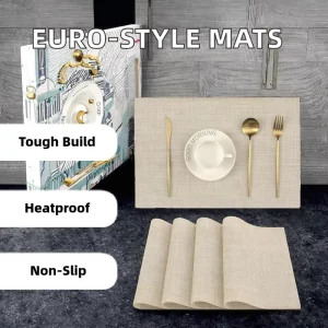 European American Retro Style Placemats Made PVC Material Heat Resistant Anti Slip and Washable Placemats