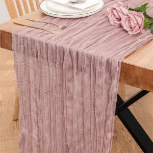 European American Style Chiffon Wedding Party Birthday Decoration Wrinkle Cheesecloth Table Runner