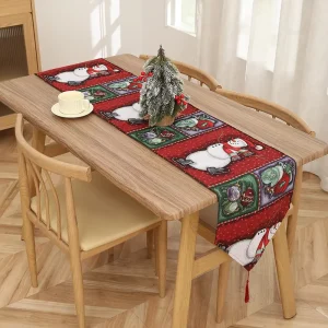 European American Style Christmas Table Runners 33x183cm Eco Friendly Festive Long Decorations with Tassel