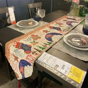 European American Style Christmas Table Runners Linen 33x183cm Eco-Friendly Festive Long Decorations with Tassel