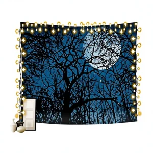 European & American Style Forest Moon Tapestry Machine Washable Polyester Wall Art for Home Decor