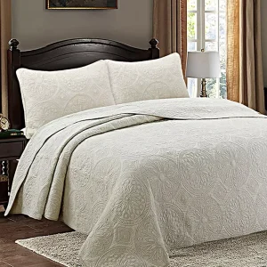 European American Three-Piece Bed Cover Set 100% Cotton 200TC Quilted Duvet Pillowcase Sheet Embroidered