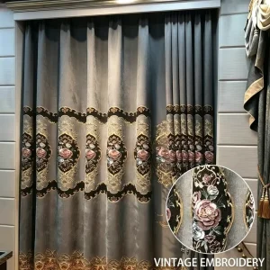 European Chenille Embroidered High-end Curtains Finished Custom Curtains for Living Room Bedroom and Study Room
