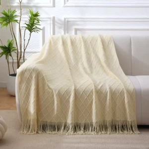 European Classic Style Knit Sofa Blanket Four Seasons General Office Nap Bed Tail Blanket Dot Pattern Air Conditioning Blanket