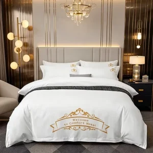 European Embroidery Thickened Hotel Homestay Brushed Pure Cotton Simple Breathable All-Season Bed Sheet Duvet Cover Four Piece