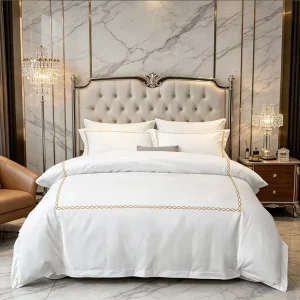 European Geometric Embroidery Thickened Hotel Homestay Linen Grinding Comforter Set Pure Cotton Four Piece Breathable