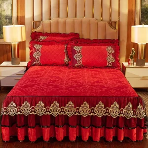European Luxury High Quality Bed Skirt Velvet Bed Skirt Cover Bedding for Home Use