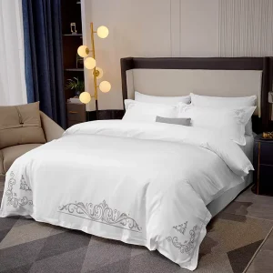 European Luxury White Hotel Bedding Set Bed Sheet and Duvet Cover 4 piece Set Suitable for Hotel Homestays