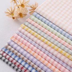 European Pastoral Fashion Jacquard Woven Checkered Fabric Shirts 100% Cotton Flower Pattern Garment Gingham Dyed Yarn Boys