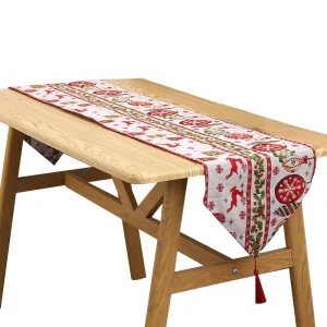 European Style Christmas Table Runner Double sided Long Tablecloth Print Customizable Color Logo for Hotel Home Banquet