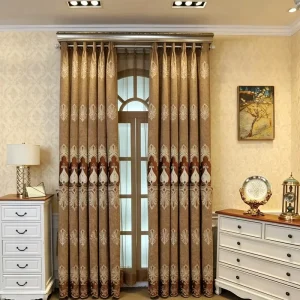 European Style Embroidery Curtain Floral Embroidered Semi-Blackout Curtains for Living Room