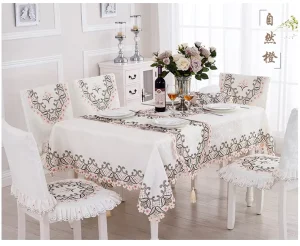 European Style Embroidery Linen Blend Square Round Table Runners Table Cloth