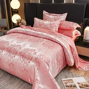 European Style Embroidery Satin Bedding Set 3 4 6 7 Piece Duvet Sheet Pillow case Duvet Cover Bedding Sets for Custom Size