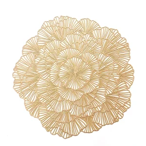 European Style Gold Vinyl Flower Table Placemat for Home and Wedding Decoration Mats