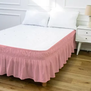 European Style Home Textiles Bed Skirt Pink Egyptian Cotton Elastic Dust Bed Skirt King Size Bed Skirt