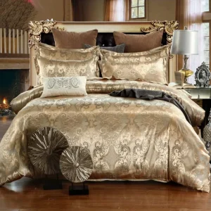 European Style Jacquard Dyed Geometric Pattern Sustainable All Season Luxury Three Piece Duvet Cover Set for Wedding Home