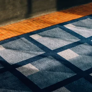 European Style Machine Print Area Bule Rug Modern Designer Carpet for Living Room Checkered Rug