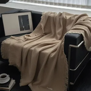 European Style Minimally Designed Soft 4 Layers Cotton Gauze Throw Blanket for Bed Sofa Office Nap Blankets