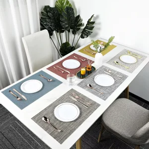 European Style Placemat Dinner Dining Plate Dish Mat PVC Table Mats Set for Restaurant Hotel Plastic Woven
