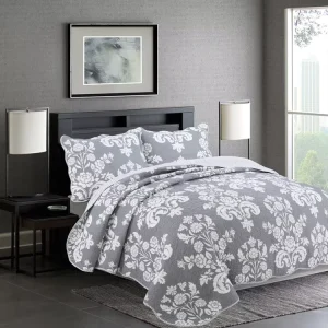 European Style Printed Flower Wind Wash Quilt Set Home Use Cotton Three Piece Bedding All Season Export Manufacturers