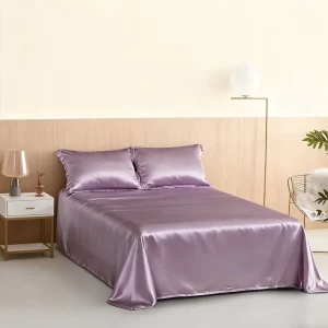 European Style Silk Bedding Set Simple Modern Solid Color Bed Linen Set