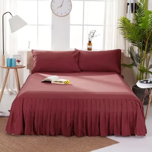 European Style Solid Color Light Luxury Polyester Bedding Plain Bed Skirt Edging Bed Sheet