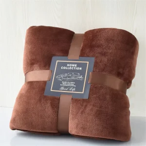 European Style Solid Pattern Polyester Raschel Knitted Plush Mink Flannel Throw Blanket for Bedding