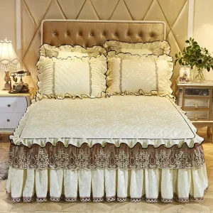 European Style Warm Velvet Bed Skirt Bedspread Bedding Bed Cover
