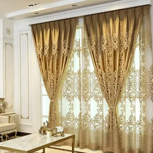 European-Style Window Screens Embroidery Curtains Living Room Balcony Villa Golden Window Drapes Curtain Vanlance
