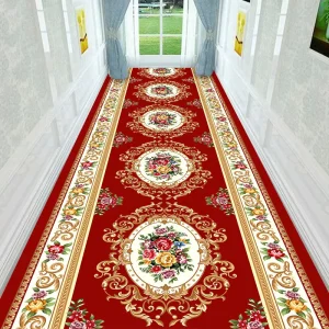 European Vintage Style Floral Print Kitchen Rug Runner for Hallway Ready made Luxurious Elegant Hotel Hallway Runner Rug