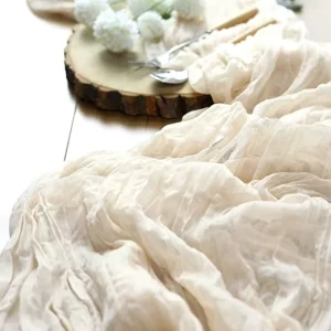 European Wedding Rose Flower Polyester Ivory Boho Table Flower Runner