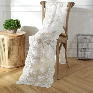 European White Floral Embroidery Wedding Decoration Embroidered Lace Table Runner