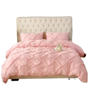 Excellent Quality 100% Polyester Microfiber Pintucks Chevron Motif 3pcs Comforter Bedding Set
