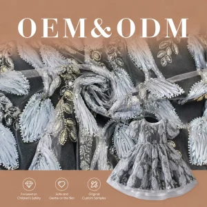 Exclusive Custom Laser Cut Beaded Mesh Fabric for Bridal Veil Accessories Soft Tulle Net Beaded Lace Material
