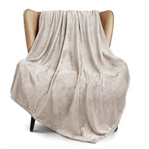Exclusivo Plush Fabric Throw XL Blanket Couch Sofa Super Soft Warm Camel Breathable Lightweight Skin-Friendly All Season Travel