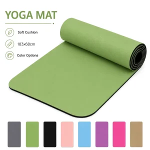 Exercise Mat PU Fitness Mat for Performance Training Yoga Conditioning Sweat Grip Floor Exercises and Studio Workouts