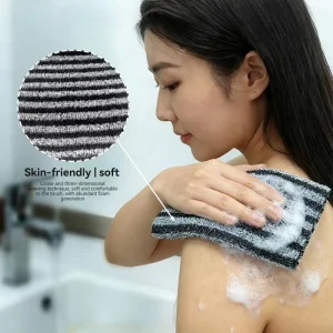 Exfoliate Bamboo Charcoal Japanese Remove Dead Skin Stripe Exfoliating Washcloth Bath Scrubber Body Back Cleaning Shower Towel
