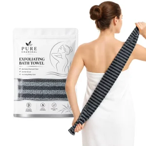 Exfoliating Bamboo Charcoal Diamond Washcloth Japanese Bath Scrubber Men Body Wash Cloth