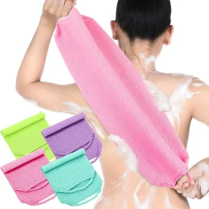 Exfoliating Bath Back Scrubber Towel Stretchable Back Scrub Washcloth Dual Sided Bath Towel Bath Belt Strap