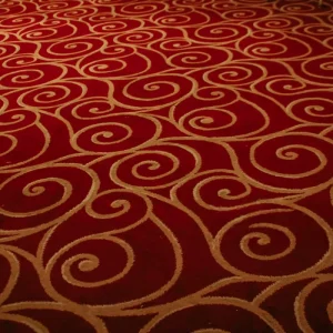 Exquisite Abstract Reversible Tufted Polypropylene Machine Made Wall to Wall Burgundy Red Roll Carpet for Hotel Guest Suite Room