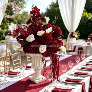 Exquisite Artificial Flower Ball Red White Silk Artificial Flower Ball Table Centerpiece Floral Ball Wedding Decor