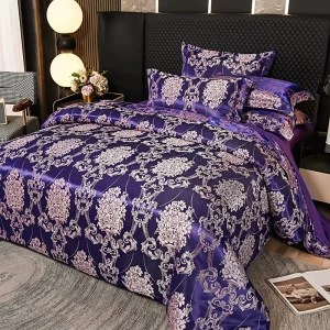 Exquisite Comfortable Comforter Sets Bedding Luxury Jacquard Embroidery Flat Bed Sheet Sets Printed Polyester Duvet Cover Sets